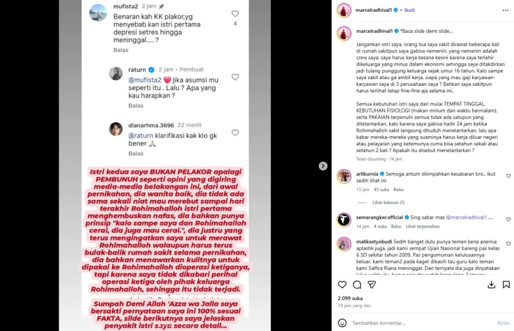 Pesulap Merah Bela Ratu Rizky Nabila Yang Dicap Pelakor [sumber: Instagram Marcelradhival1]