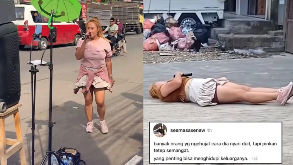 Viral Pinkan Mambo ngamen di jalan. [TikTok]
