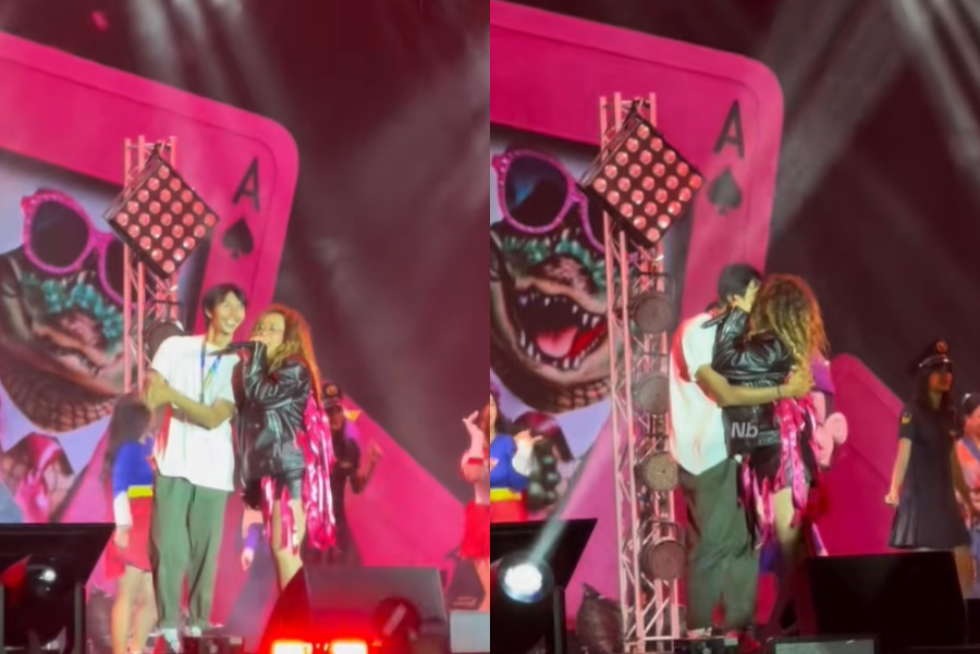 Pinkan Mambo cium Arya Khan di atas panggung Synchronize Fest 2025. TikTok @nabiluttt