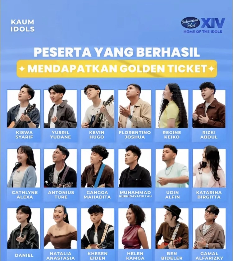Poster Penerima Golden Tiket Indonesian Idol Season 14 [Tiktok]
