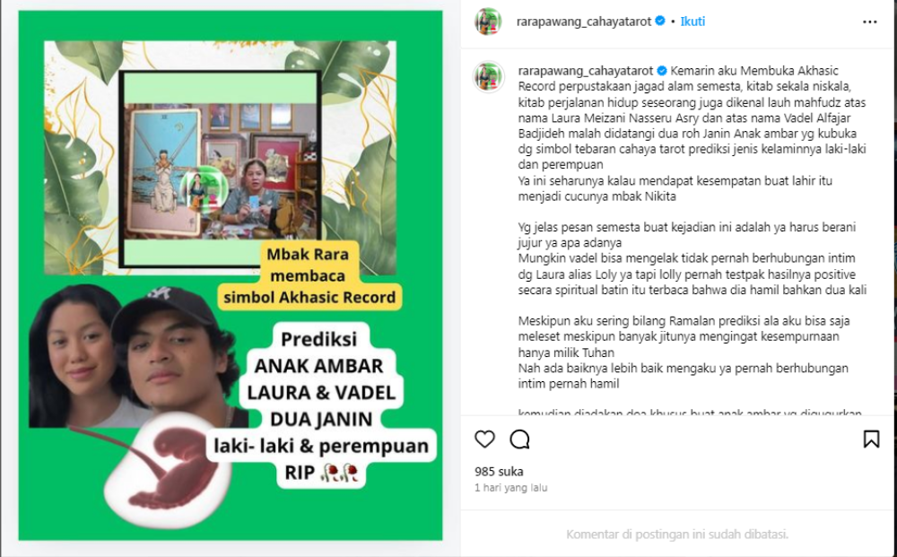Mbak Rara Pawang Hujan Berharap Janin Aborsi Lolly Didoakan Agar Nggak Jadi Malapetaka