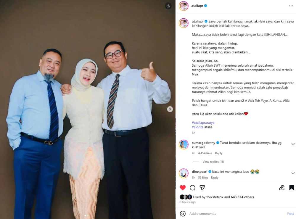 Postingan Atalia Praratya [Sumber: Instagram Ataliapr]