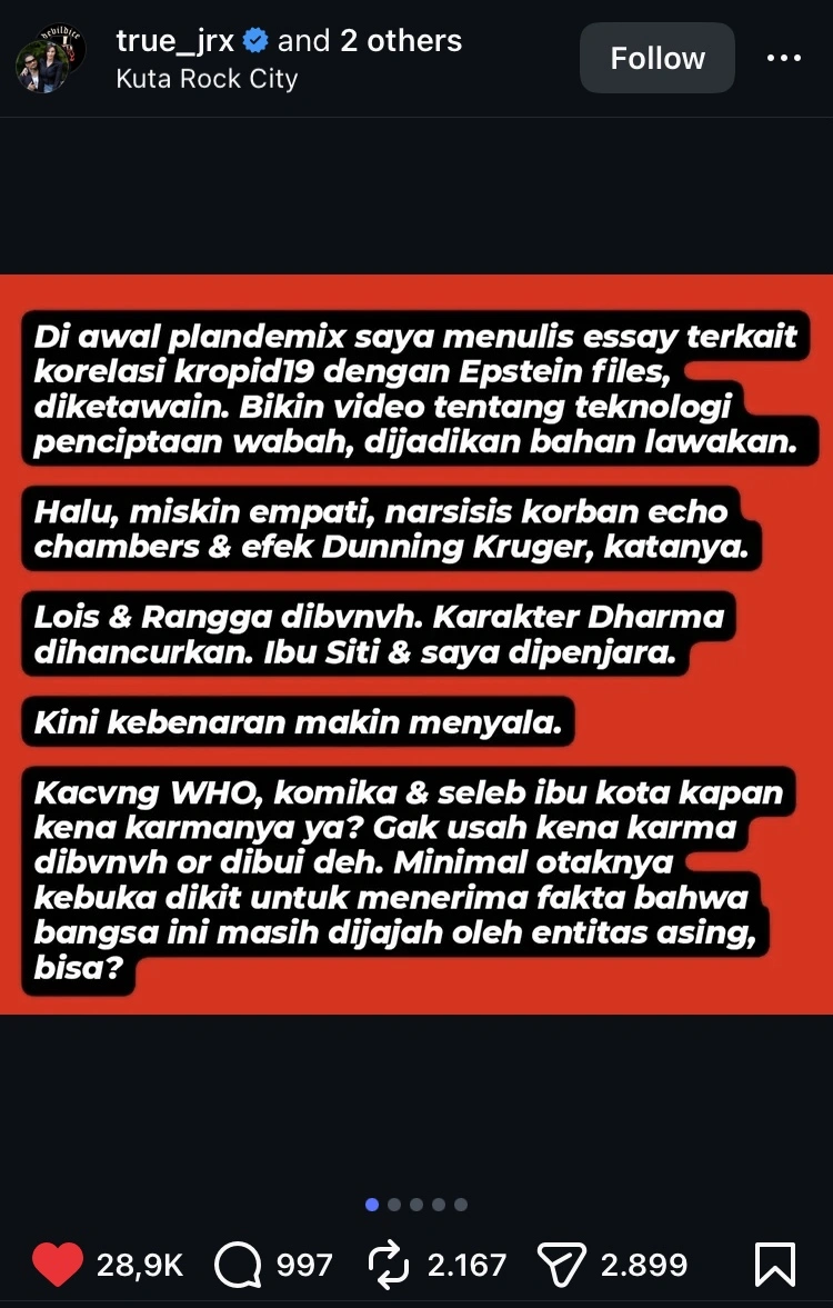 Postingan Jerinx Di Ignya [Instagram]