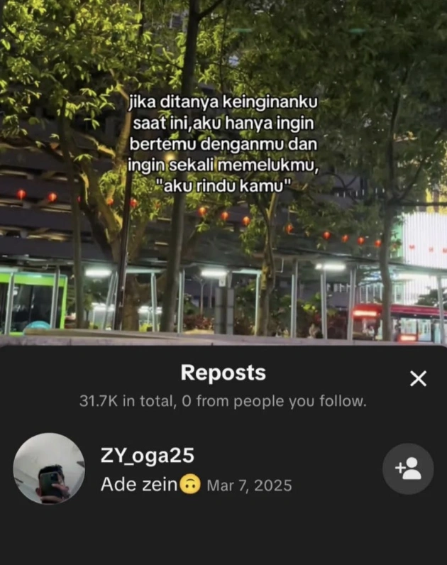 Postingan mengerikan YA tentang Zein. [TikTok]