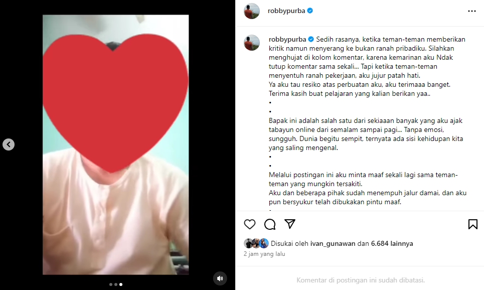Masih Dihujat, Robby Purba Minta Tak Sentuh Ranah Pekerjaannya: Aku Bukan Koruptor Apalagi Pembunuh