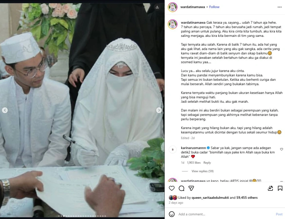 Postingan Wardatina Mawa Instagram Wardatinamawa