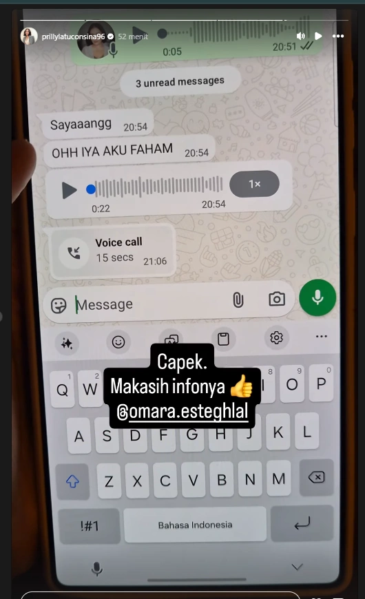 Prilly Latuconsina Ungkap Momen Kocak Omara Esteghlal Saat Perdana Live Tiktok Cc Instagram