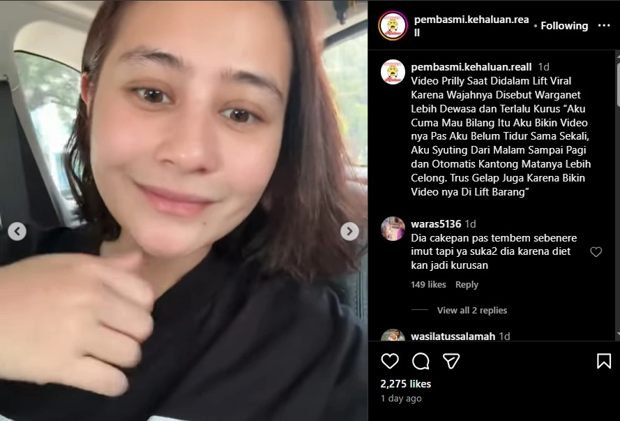 Prilly Tunjukkan Wajah Aslinya Dari Depan Yang Tidak Terlalu Tirus Seperti Video Di Dalam Lift Instagram Pembasmi Kehaluan Reall