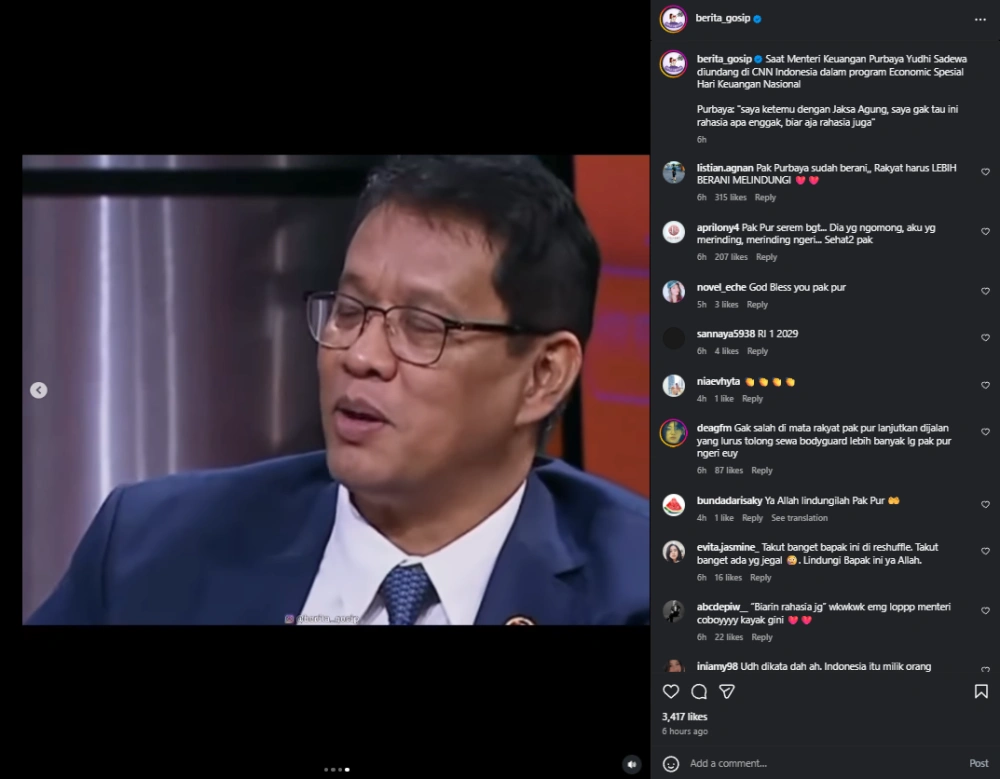 Purbaya Mengaku Baru Tahu Pejabat Pajak Dan Cukai Kebal Hukum cc. Instagram