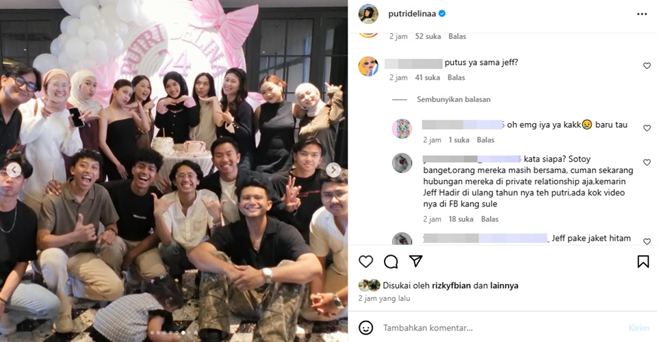 Jeffry Reksa Absen di Ultah Putri Delina Diduga Sudah Putus [Instagram]