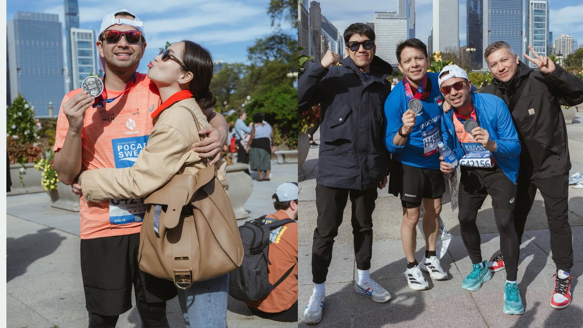 Raffi Ahmad & Ariel NOAH Taklukkan Chicago Marathon, Nagita dan Gading Sorak di Pinggir Jalan