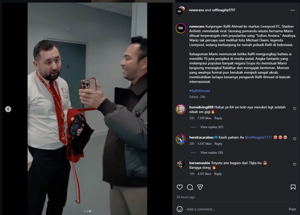 Raffi Ahmad Pamer Foto Bareng Michael Owen [Sumber: Instagram]