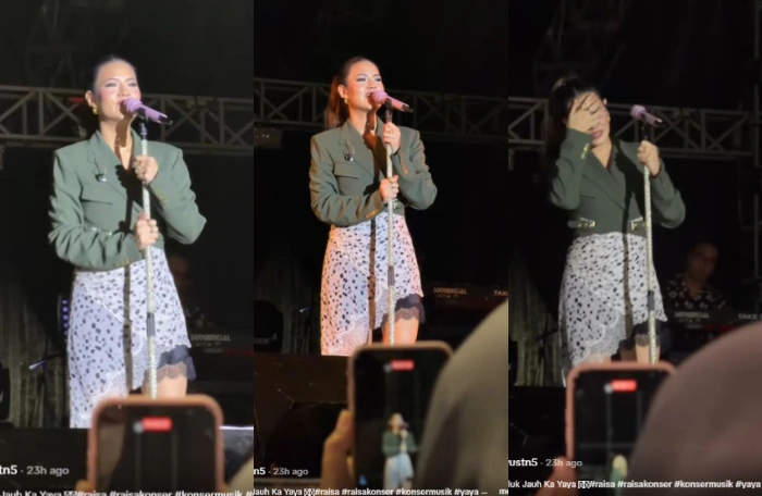 Raisa Nangis Di Panggung Kenang Ibunda [Sumber: Tiktok Ayustn5]