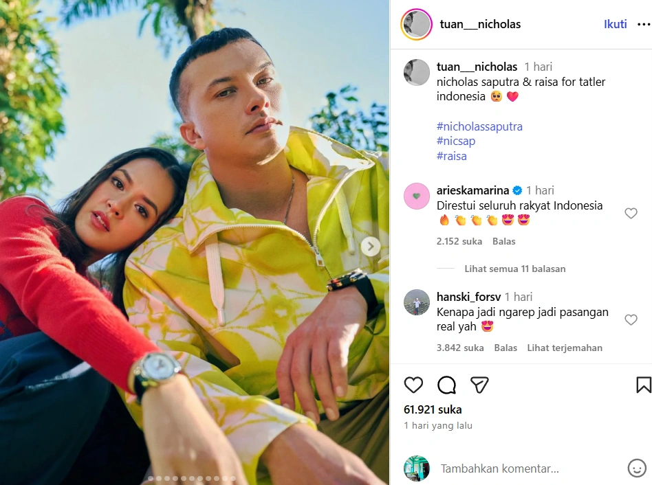 Raisa Senderan Di Bahu Nicholas Saputra Instagram Tuan Nicholas