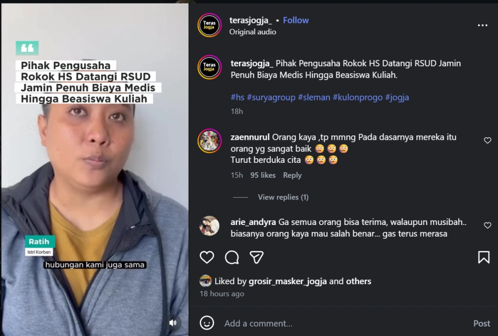 Ratih Istri Korban Kecelakaan Motor Di Kulon Progo [Sumber: Instagram]