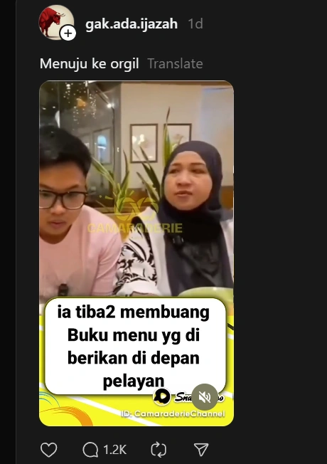 Reaksi Bigmo Usai Membuang Menu Makanan [Sumber: Threads]