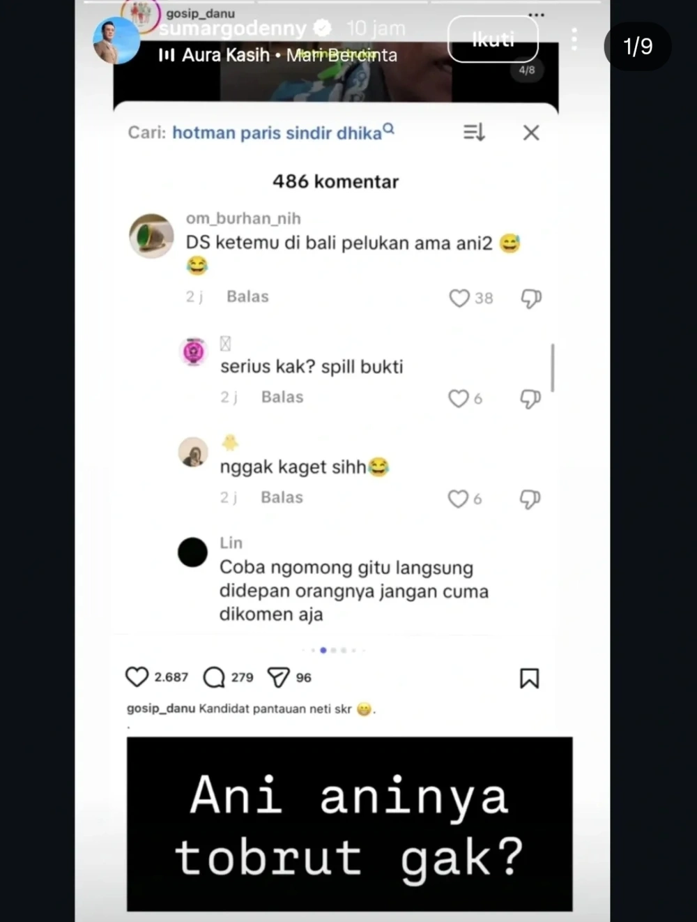 Reaksi Denny Sumargo [Sumber: Instagram Gosip Danu]