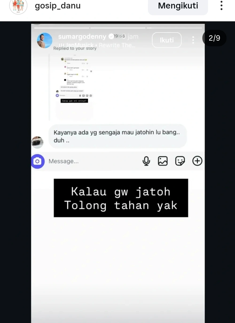 Reaksi Denny Sumargo Usai Dituding Punya Ani Ani [Sumber: Instagram Gosip Danu]