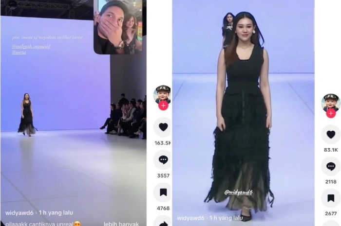 Reaksi Thariq Saat Melihat Aaliyah Melenggang Di Runway Jakarta Fashion Week 2026 Kolase Tangkap Layar Tiktok Widyawd6