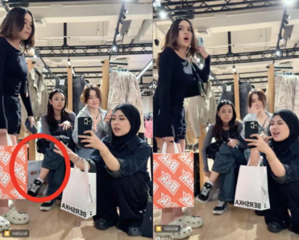 Rekan Rara Menyembunyikan Paperbag Babyshop. [TikTok]