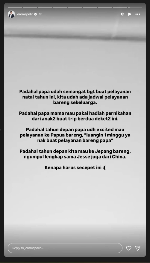 Rencana Ayah Jerome Polin Sebelum Berpulang Cc Instagram