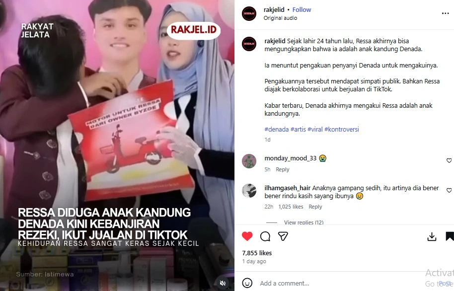 Ressa Anak Denada Dapat Motor Listrik [Sumber: Instagram Rakjelid]