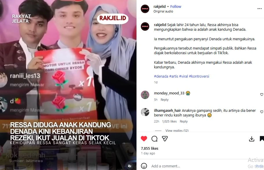 Ressa Dapat Hadiah Motor Listrik [Sumber: Instagram Rakjelid]