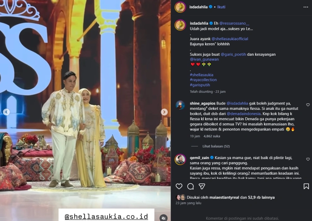 Ressa Rizky Rossano Jadi Model Catwalk Busana Mulim [sumber: Instagram Isdadahlia]