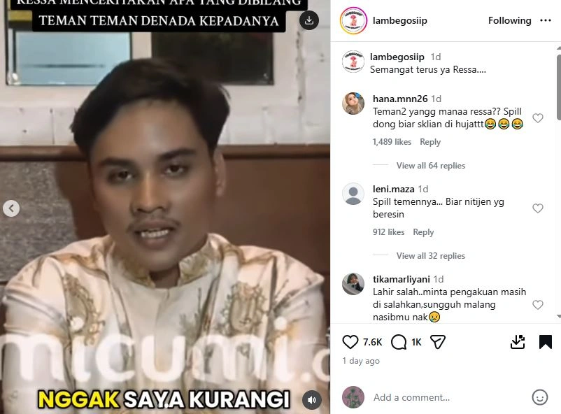 Ressa Rossano [sumber: Instagram Rumpi Gosip]