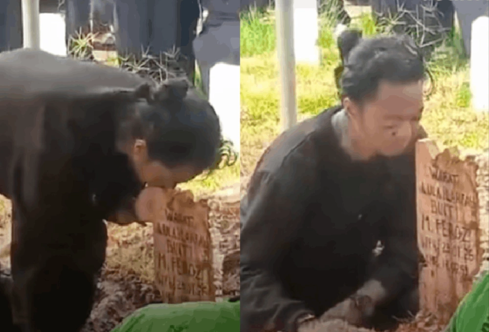 Reza Arap ciumi nisan Lula Lahfah. [TikTok]