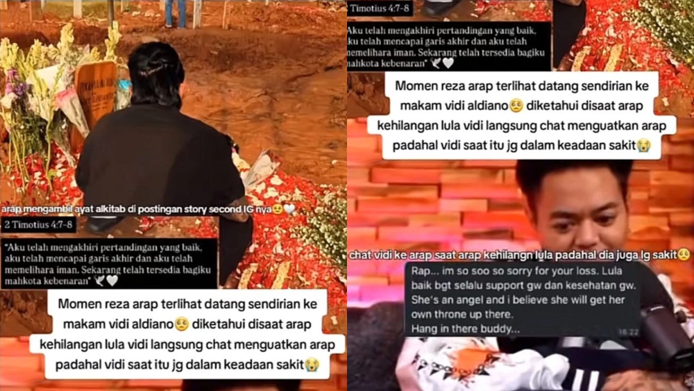 Reza Arap di makam Vidi Aldiano. (Instagram)