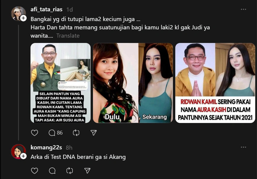 Ridwan Kamil Diminta Tes Dna Anak Angkatnya [Sumber: Threads]