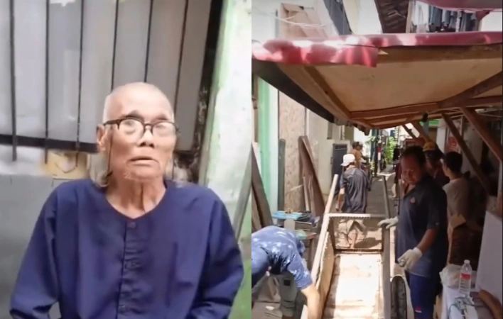 Kondisi rumah Diding Boneng saat ambruk. [Instagram]