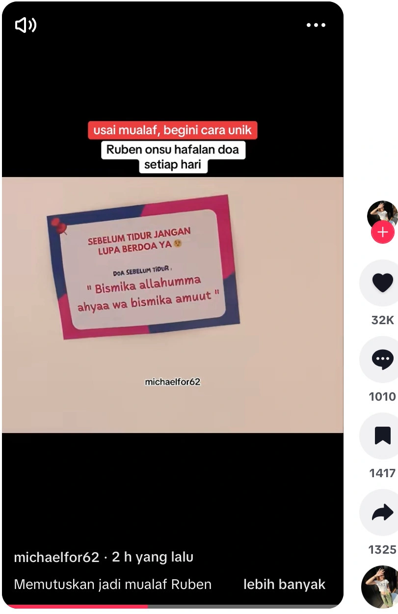 Salah Satu Bacaan Doa Sebelum Tidur Yang Ditempel Ruben Onsu Di Plafon Kamarnya Tik