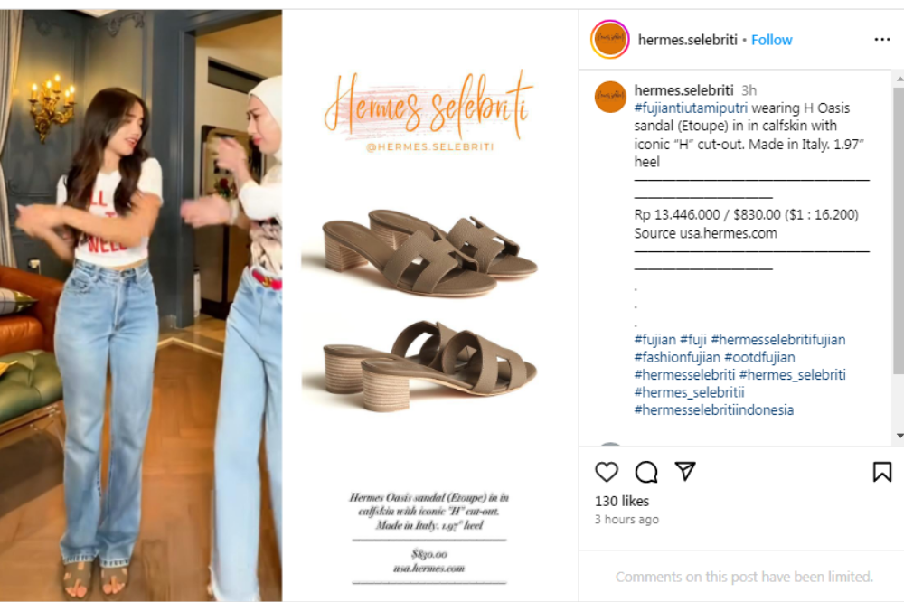 Fuji Lebih Tinggian Dikit Pakai Sandal Hermes Rp 13 Juta Ada Hak 5cm
