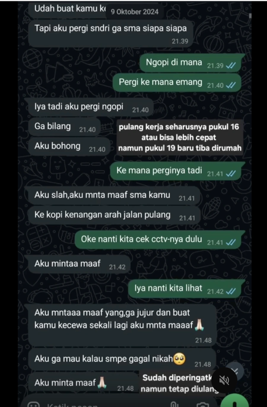 Sang calon istri minta maaf lewat WA. [Threads]