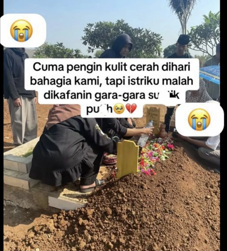 Sang Pria Dan Keluarga Di Makam Sang Calon Istri (Instagram)