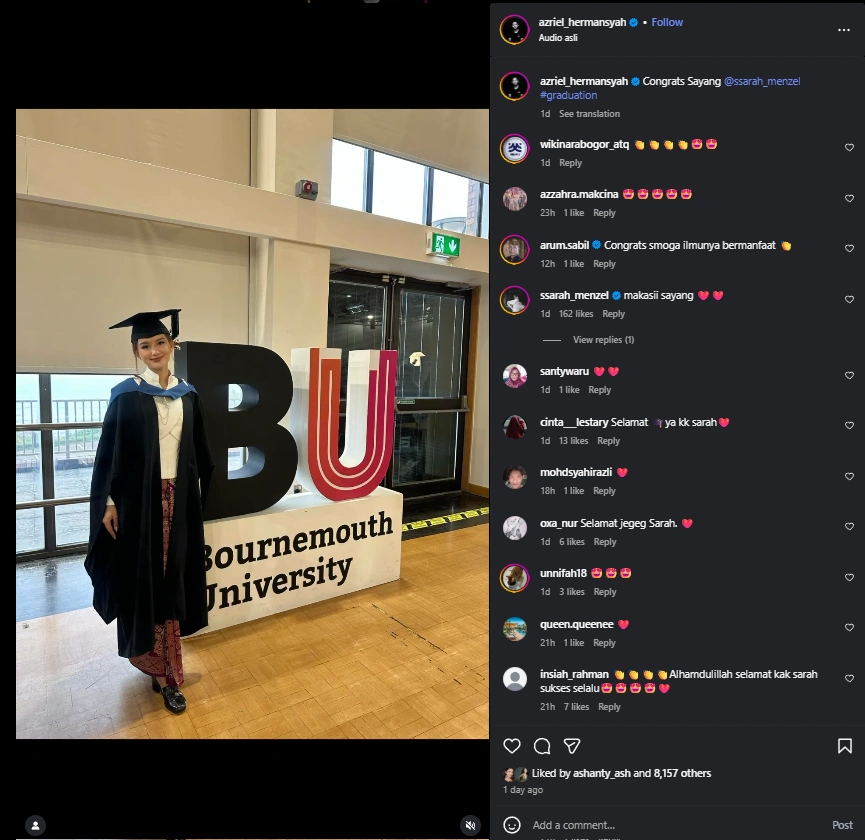 Sarah Menzel Wisuda Azriel Hermansyah Bangga Cc Instagram