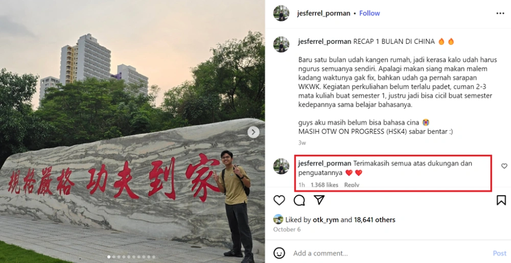 Ungkapan terima kasih Jesferrel di tengah duka meninggalnya sang ayah. [Instagram]