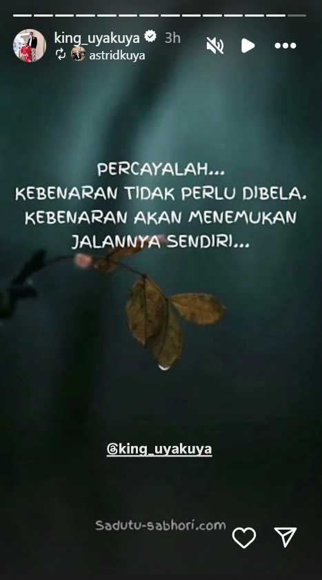 Astrid Kuya bicara tentang kebenaran setelah Uya dinyatakan tak melanggar kode etik. [Instagram]