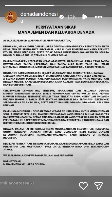 Tanggapan Denada soal isu punya 3 anak. [Instagram]