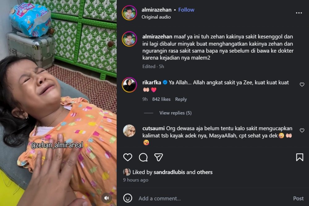 Selebgram Cilik Zehan Almira Kesakitan [Sumber: Instagram]