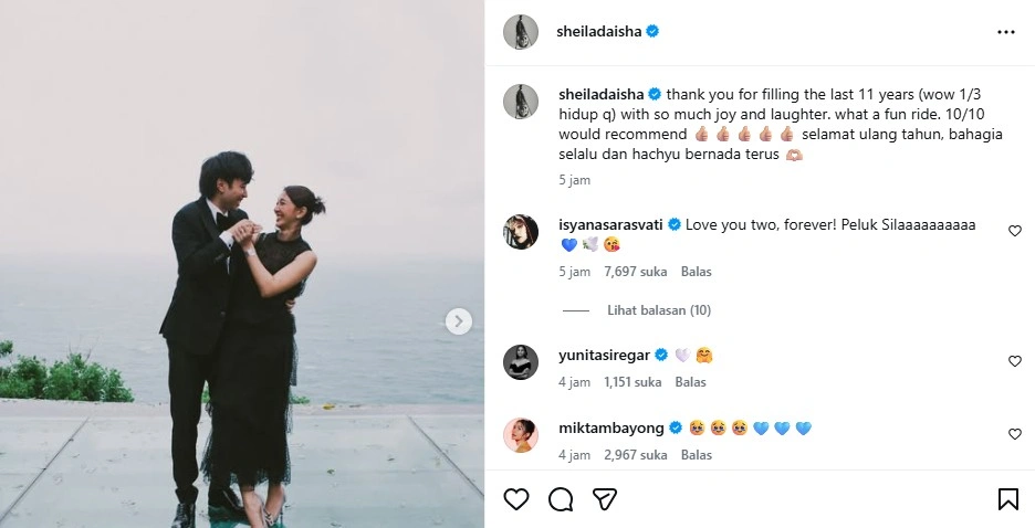 Unggahan pertama Sheila Dara usai meninggalnya Vidi Adiano. [Instagram]