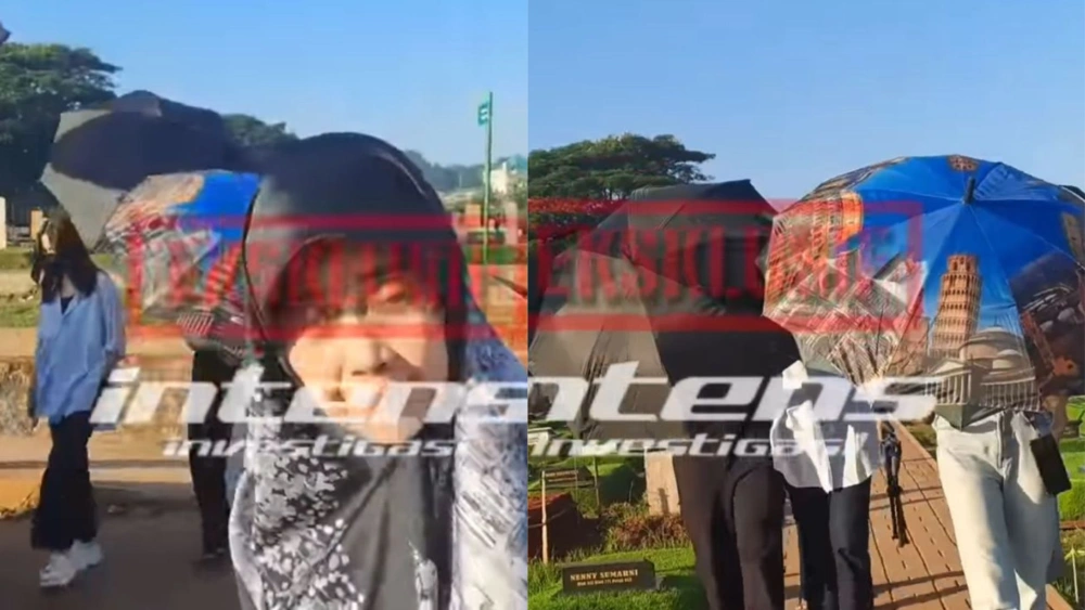 Sheila Dara di makam Vidi Aldiano. (YouTube)