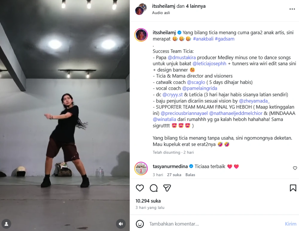 Sheila Marcia Beberkan Bakat Leticia Joseph [sumber: Instagram Itssheilamj]