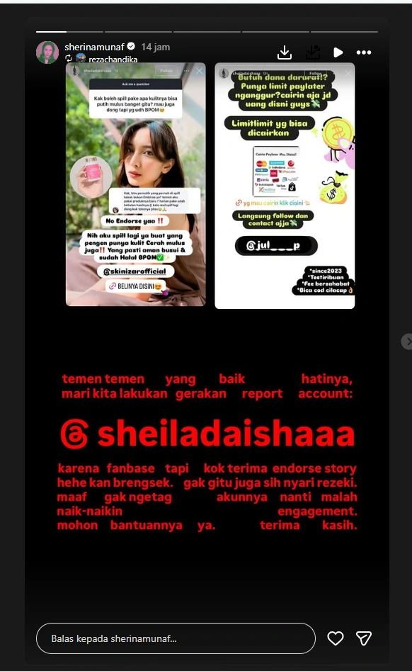 Sherina Munaf Marah Pada Fanbase Sheila Dara [sumber: Instagram Sherinamunaf]