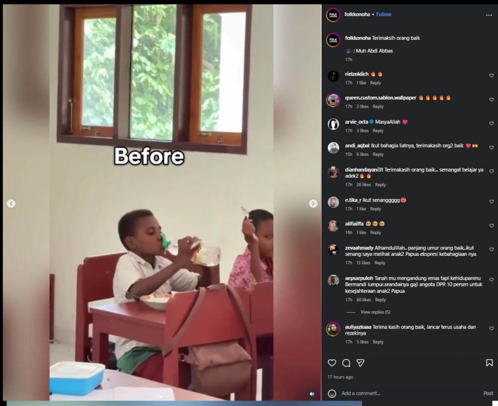 Siswa Papua Dapat Tumbler Dan Kotak Makan Usai Viral Minum Dengan Botol Sabun Cc Instagram
