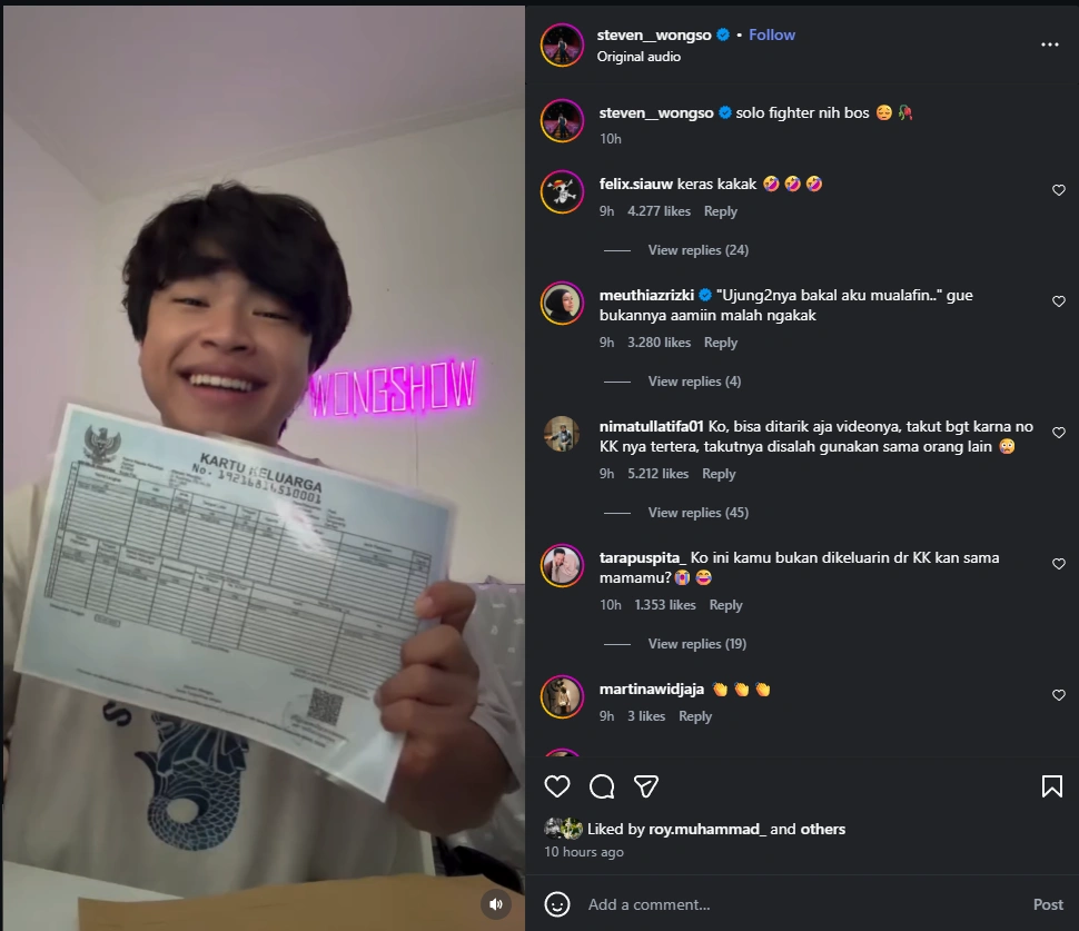 Steven Wongso Kini Punya Kk Sendiri (Instagram)