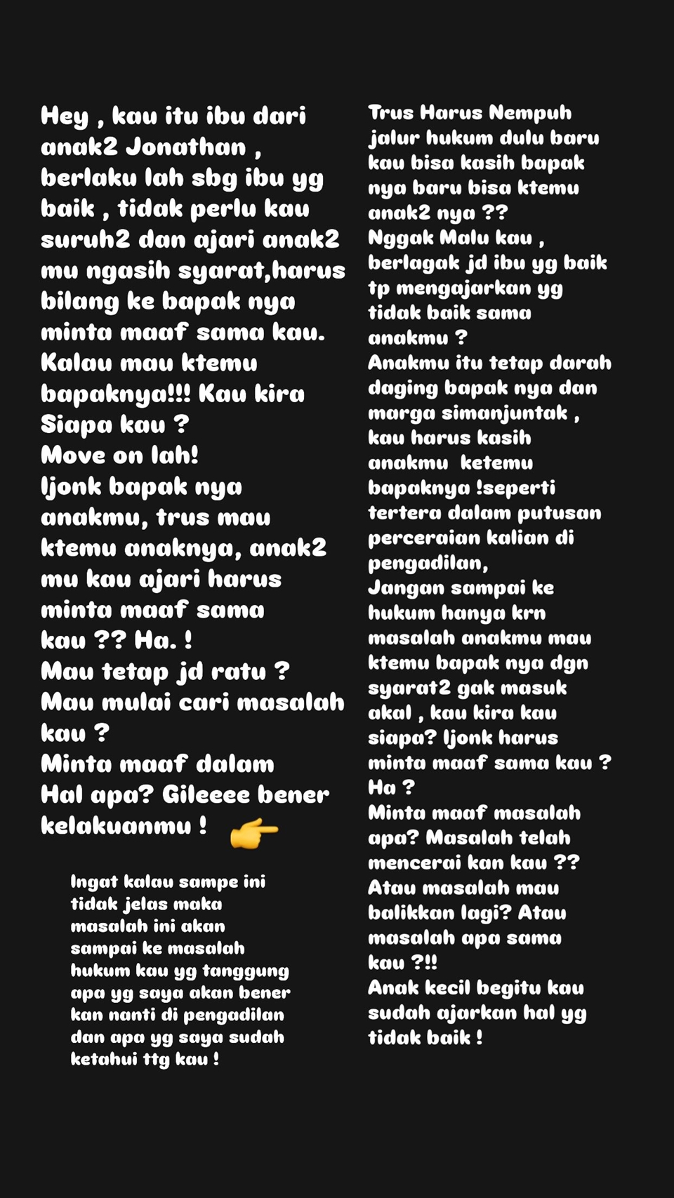 Instagram Story Benny Simanjuntak Paman Jonathan Frizzy