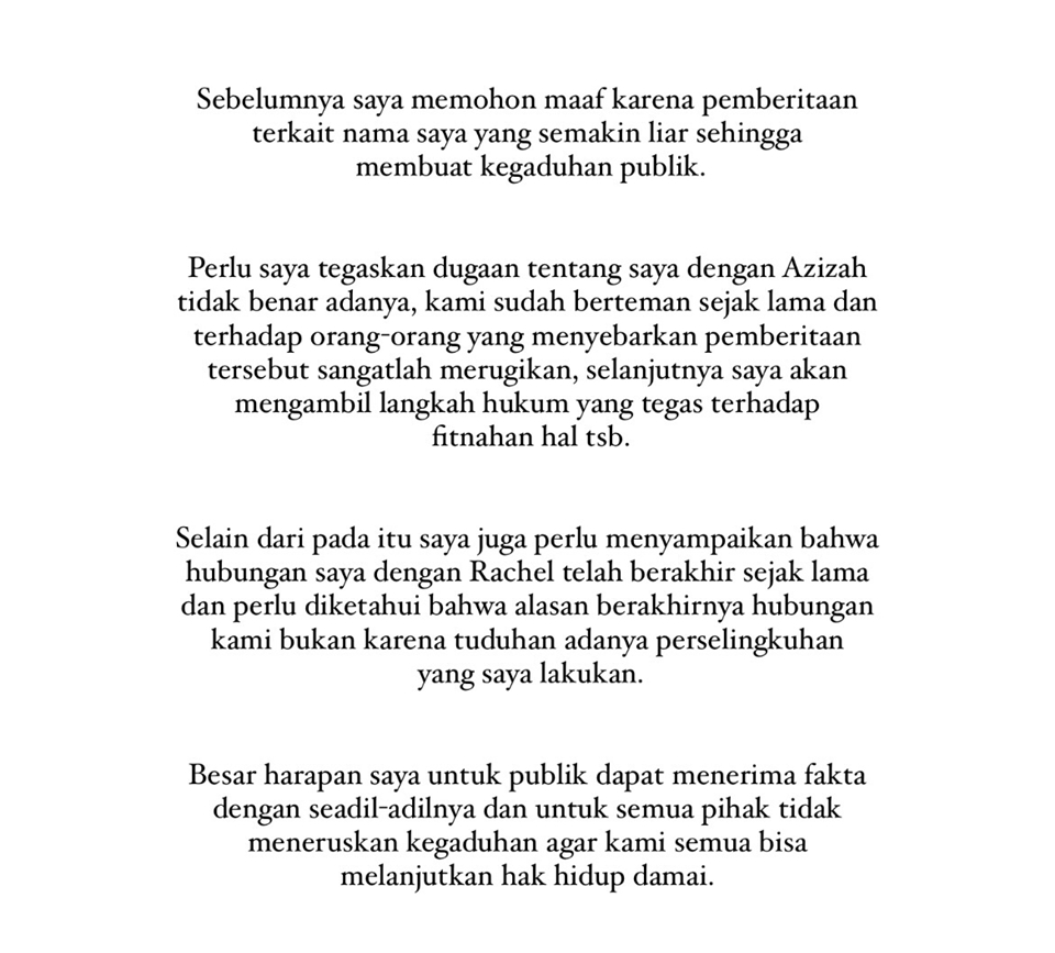 Diduga Pacari Anak Faisal Harris, Salim Nauderer Klarifikasi soal Azizah Salsha